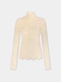 Long-sleeved lace top with cut-out details