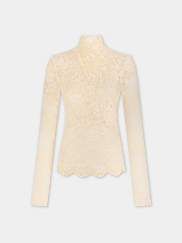 Long-sleeved lace top with cut-out details - Image 1