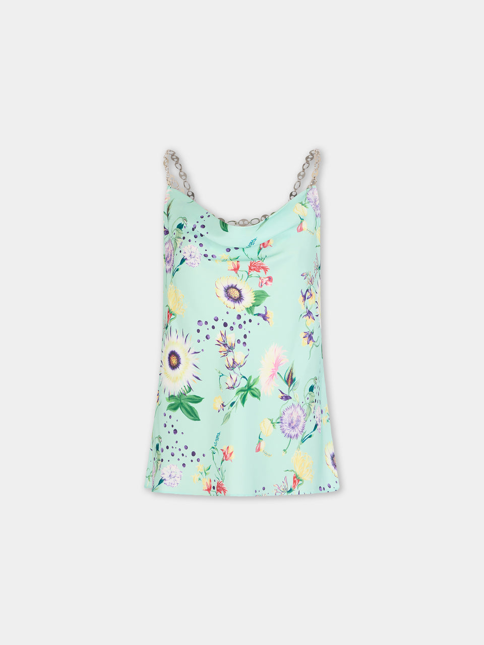 Floral patterned top with chain details - Image 1