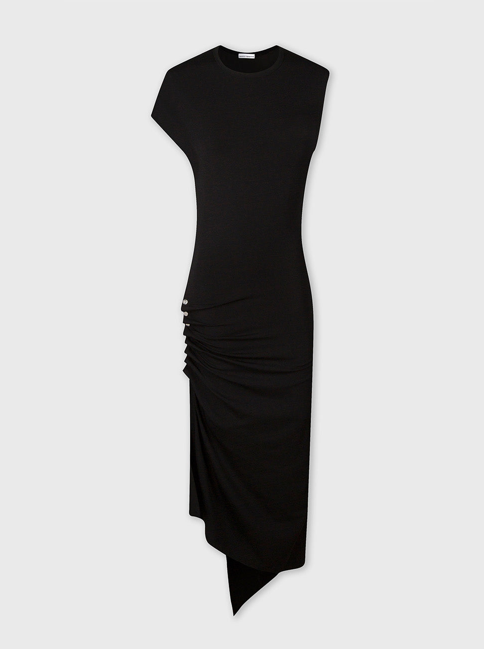 Black draped pression dress in jersey - Image 1