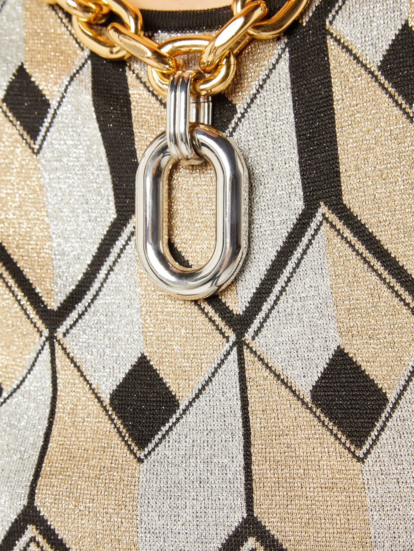 Two-tone XL link necklace with pendant