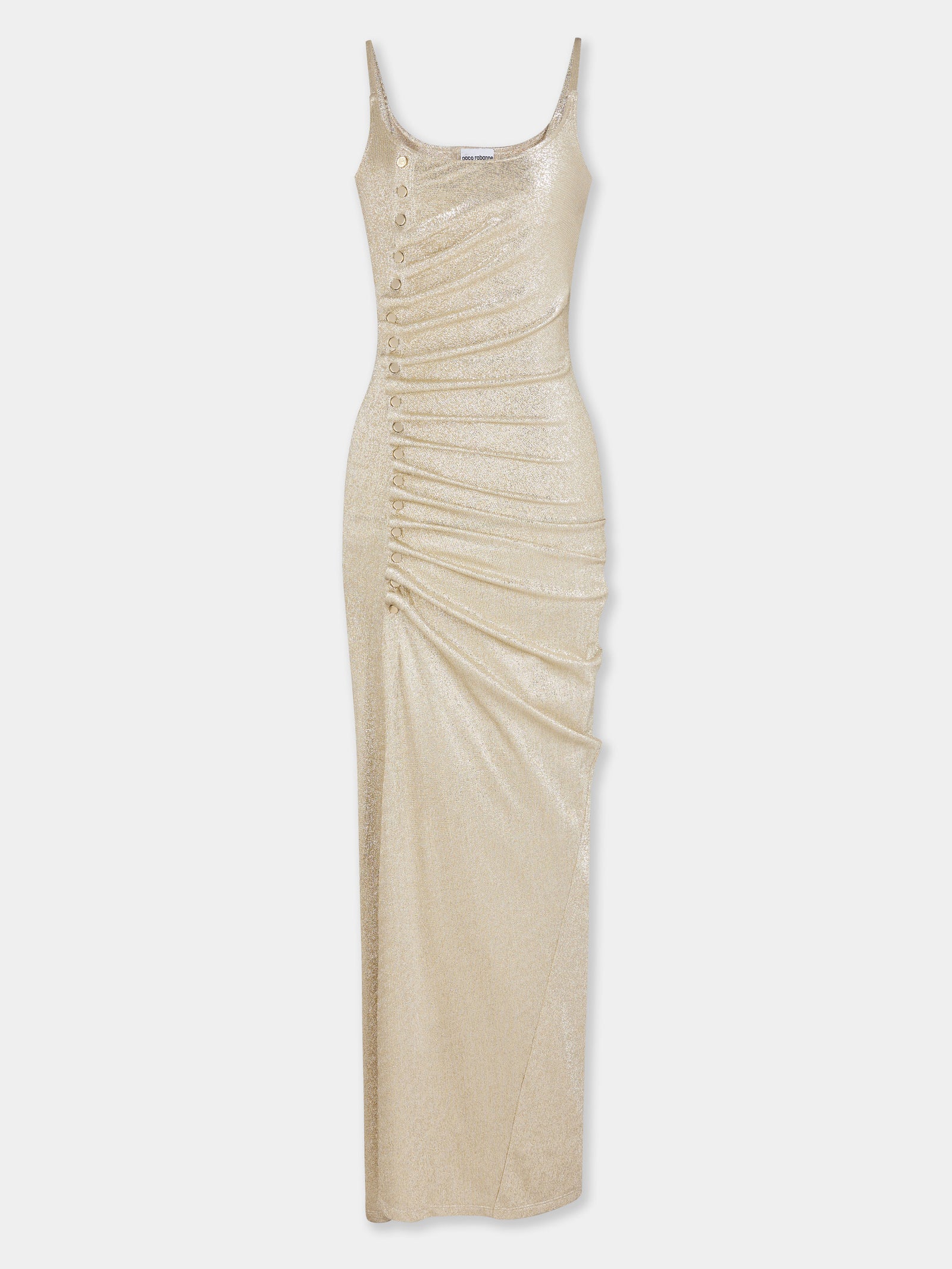 Gold long dress in lurex - Image 1