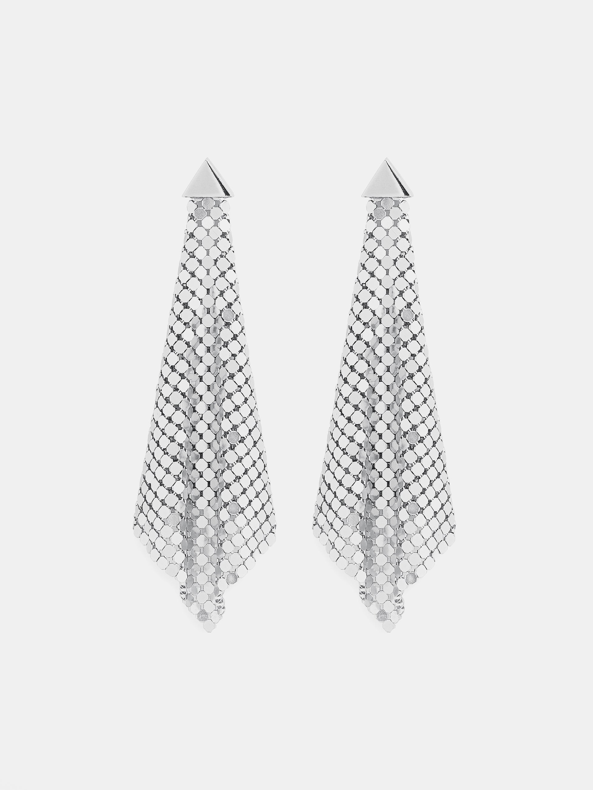 Silver chainmail earrings | Rabanne