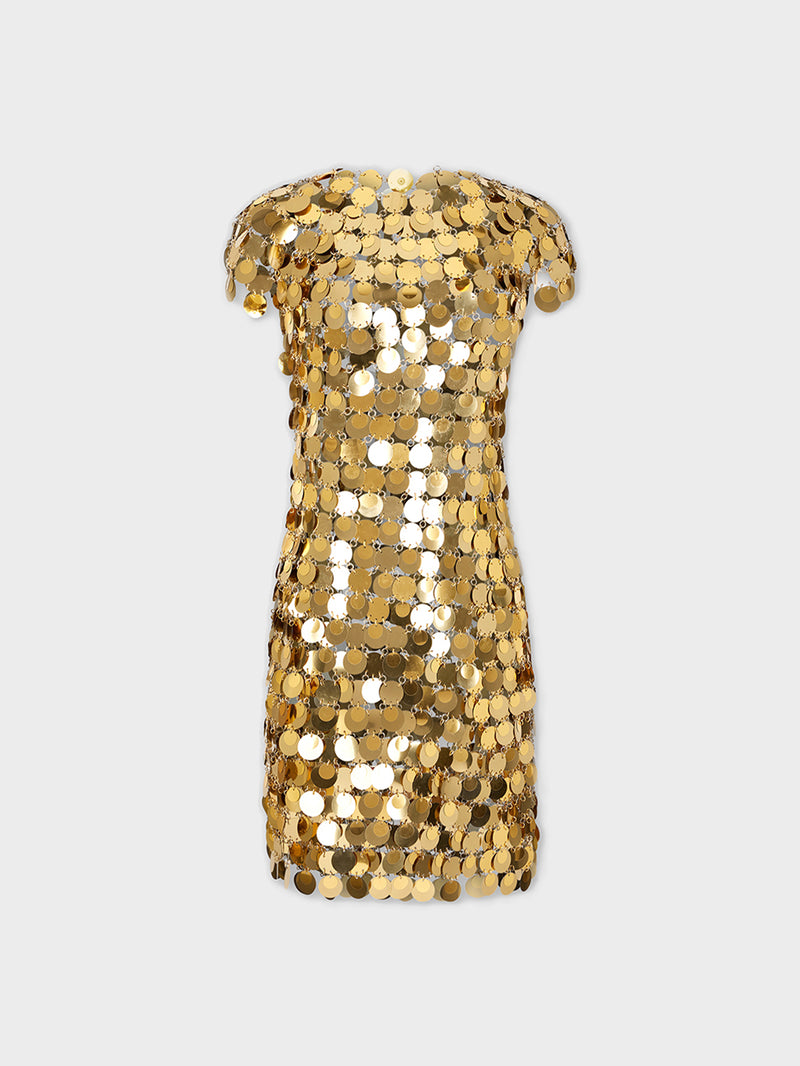 THE ICONIC GOLD SPARKLE DISCS DRESS