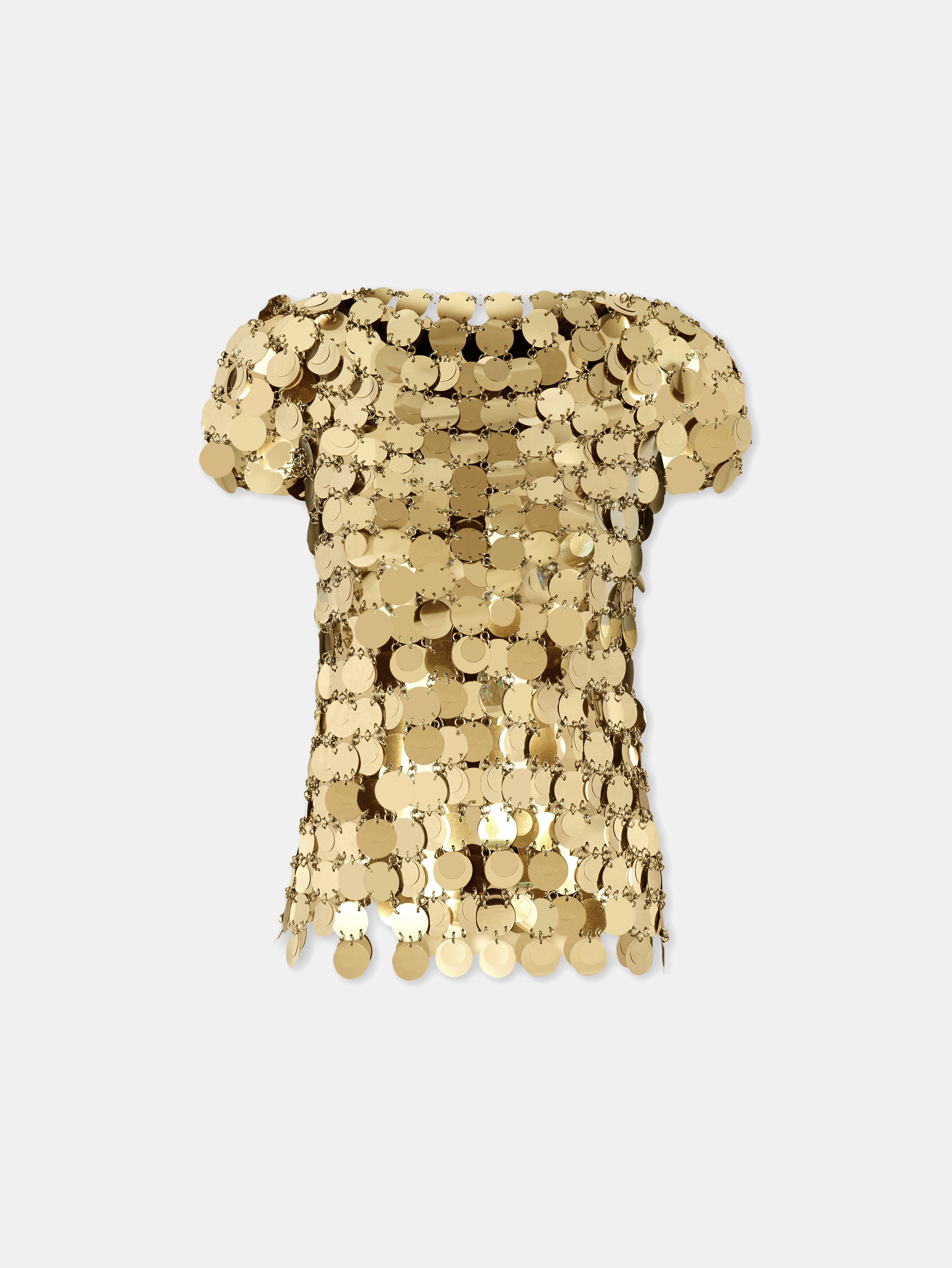 The iconic silver Sparkle disc top – Rabanne