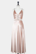 Pink velvet-effect long dress