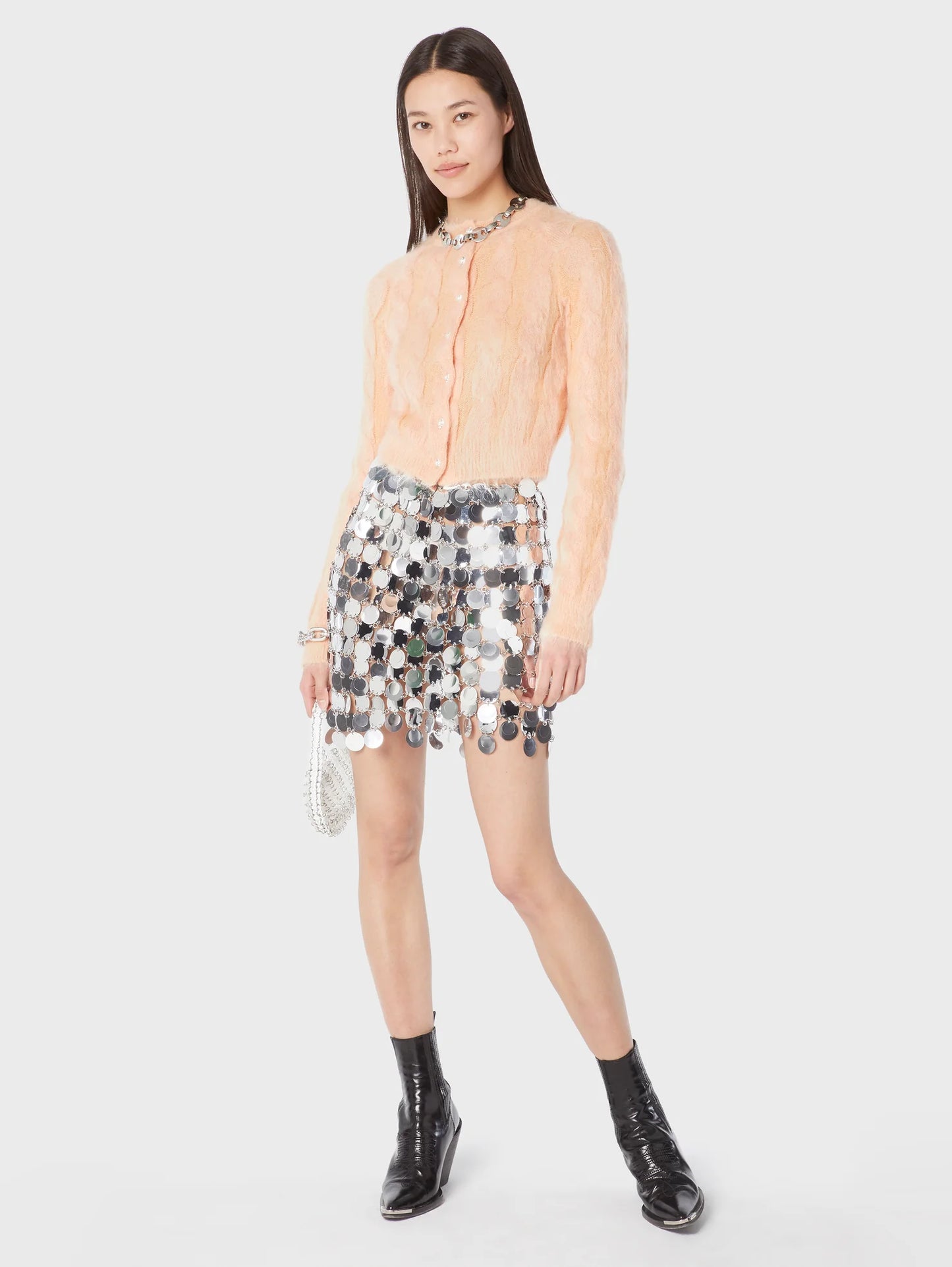 The Silver sparkle discs skirt