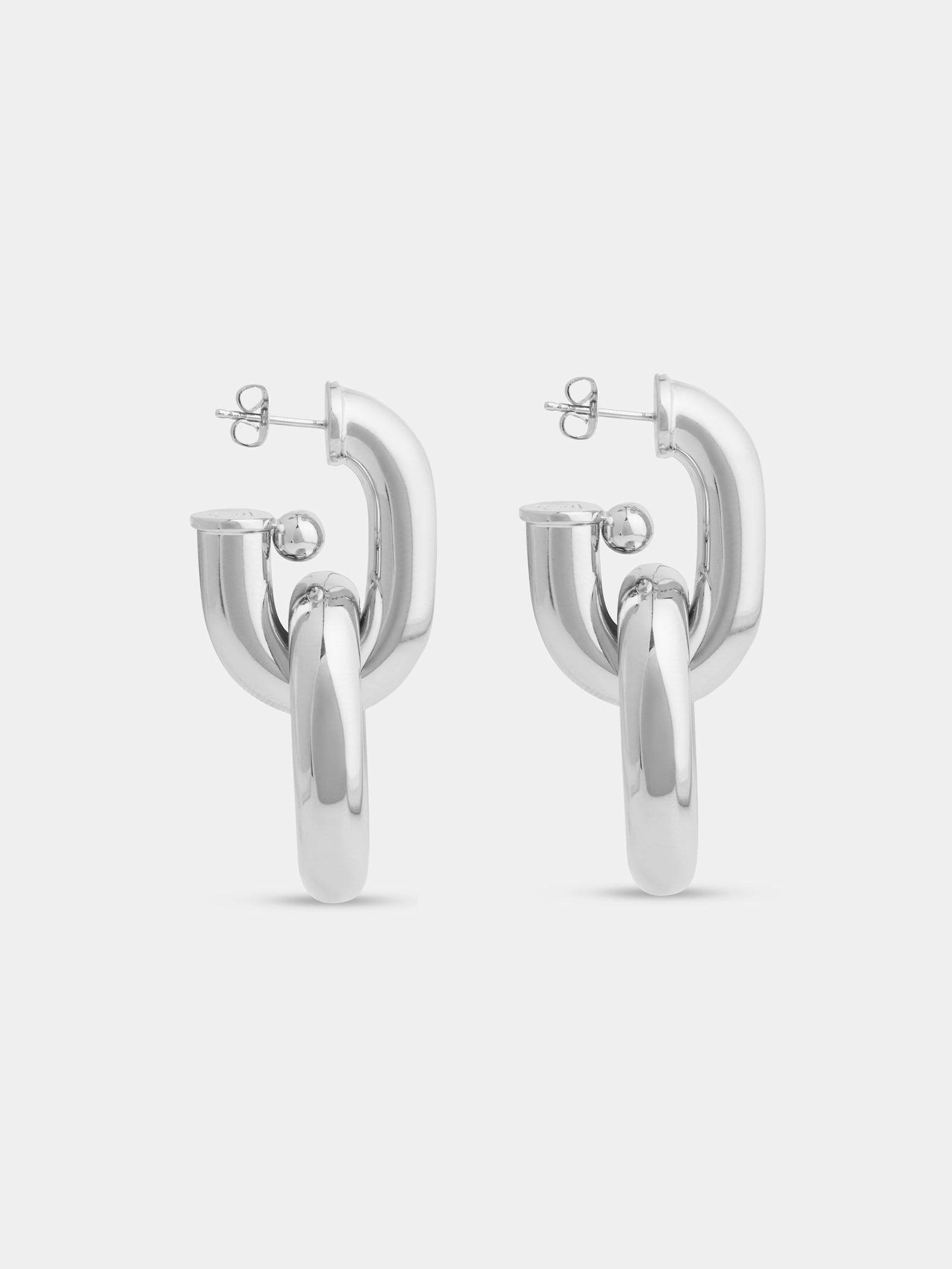 Silver double XL link earrings position 3 - Image 3