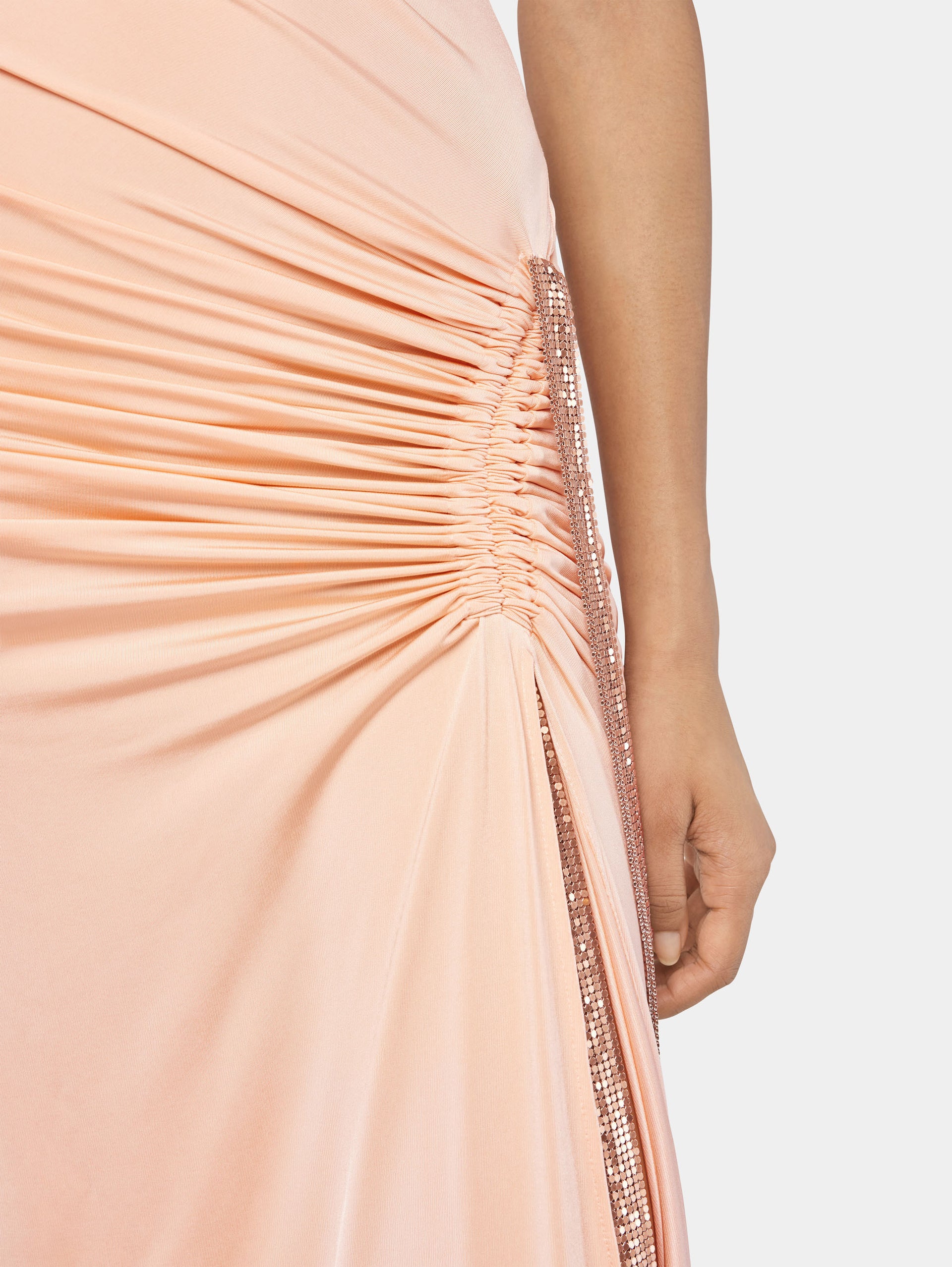 Long mesh and jersey dress