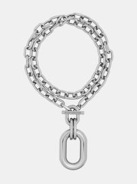 Silver double XL Link necklace with pendant position 1