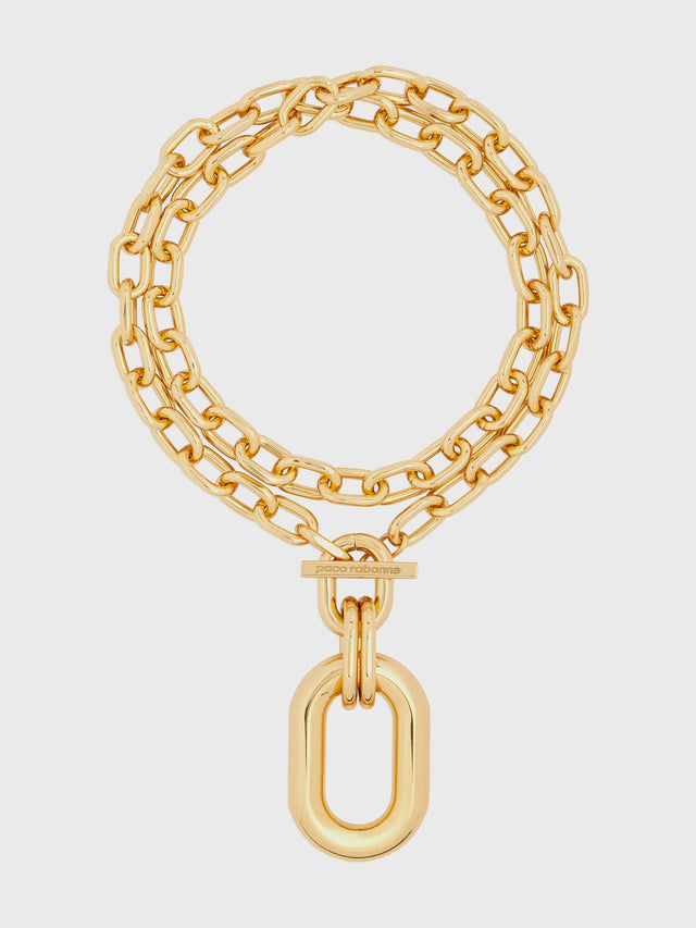 Gold double XL Link necklace with Pendant