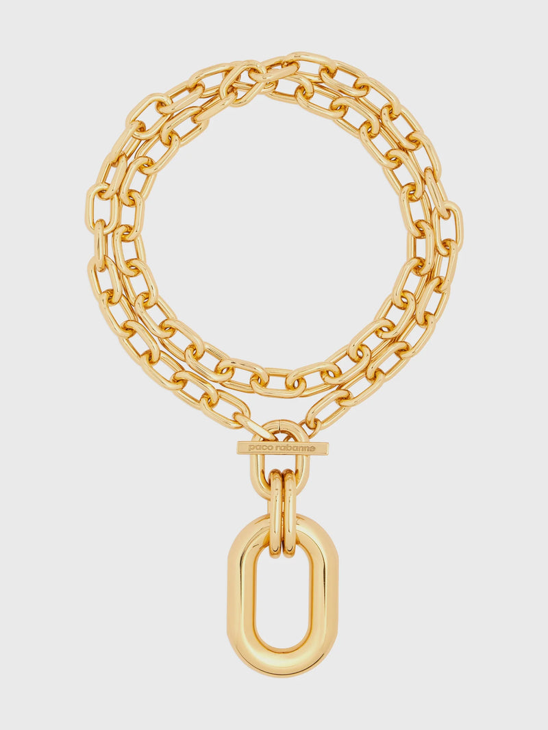 Collier double XL Link à pendentif doré