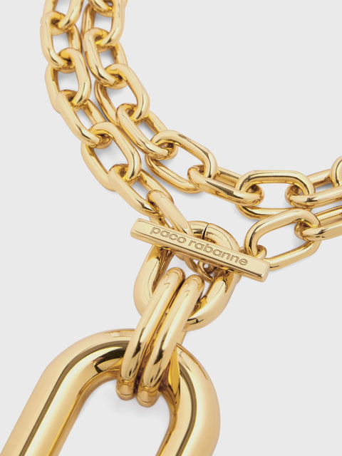 Gold double chain XL Link necklace with Pendant
