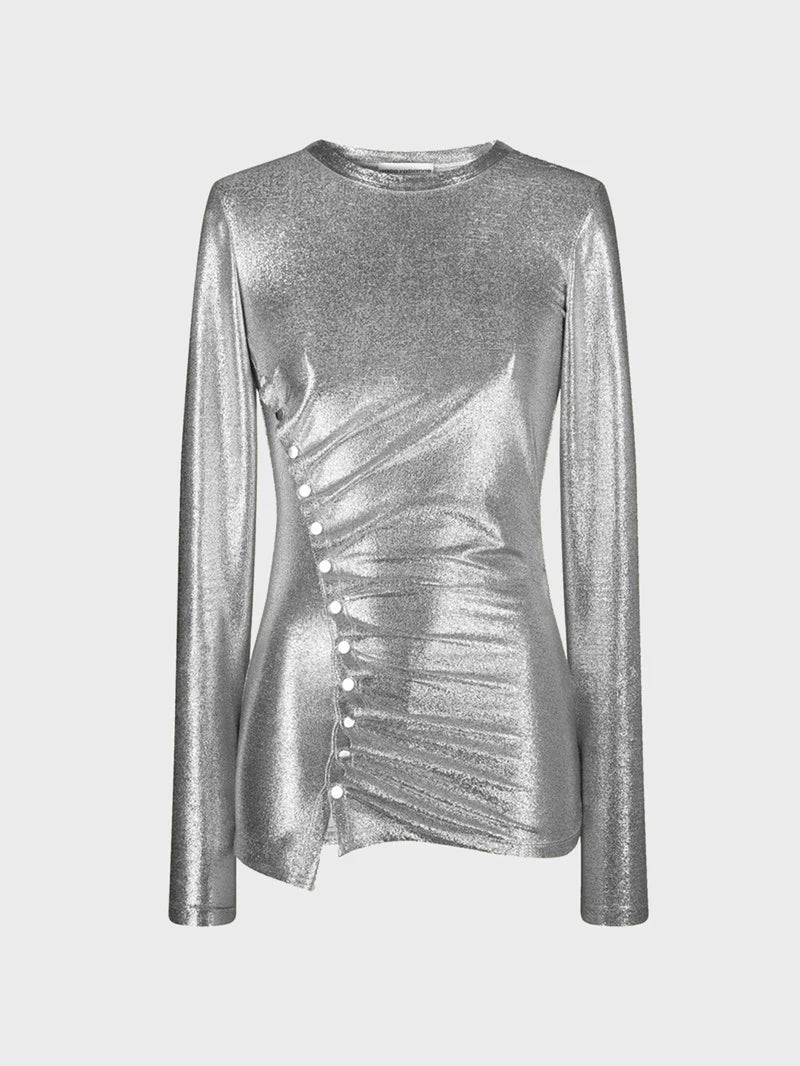 Haut drapé argent en lurex