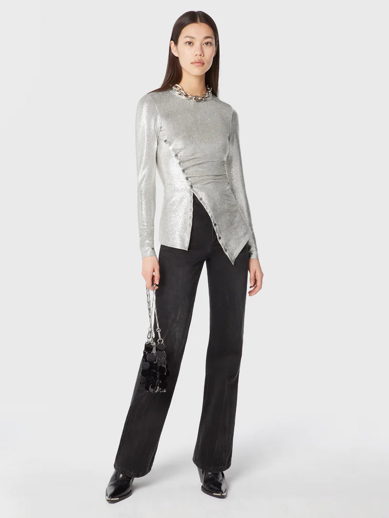 Silver drapé pression top in lurex - Image 2