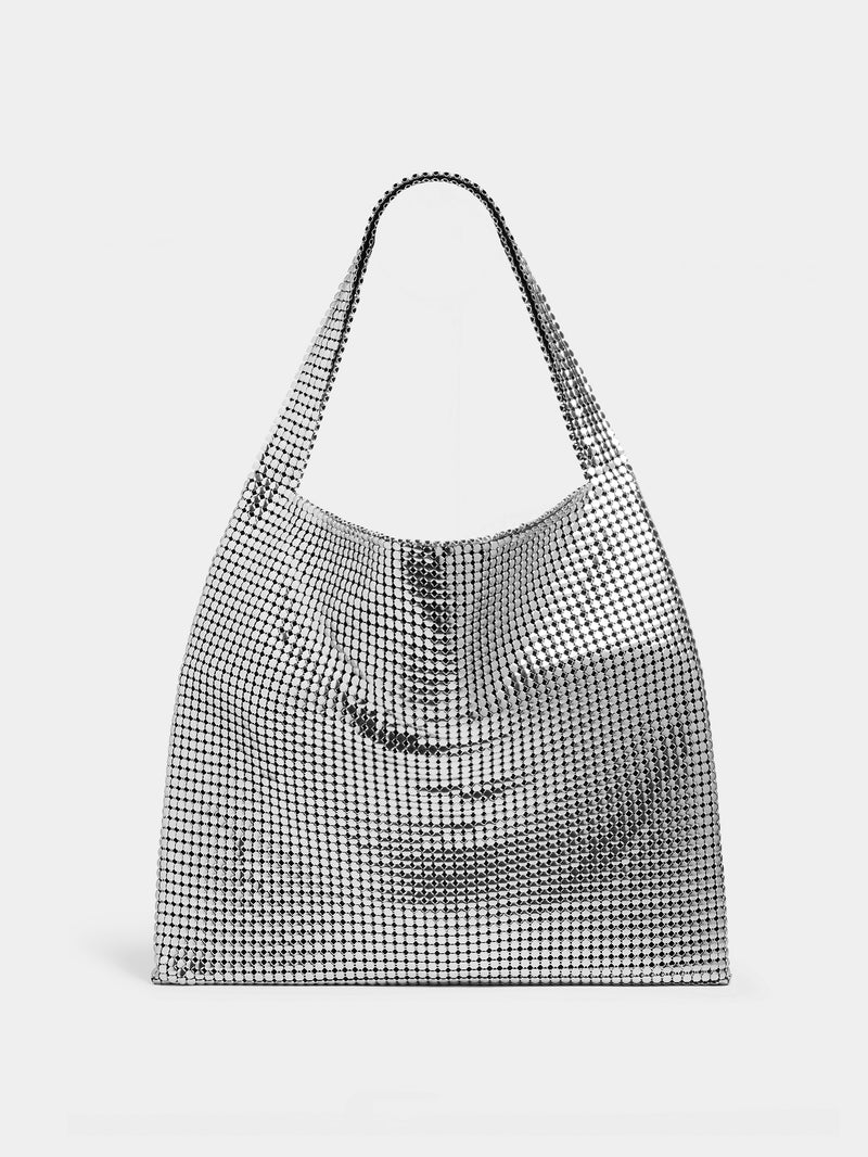 Silver Pixel metallic tote bag