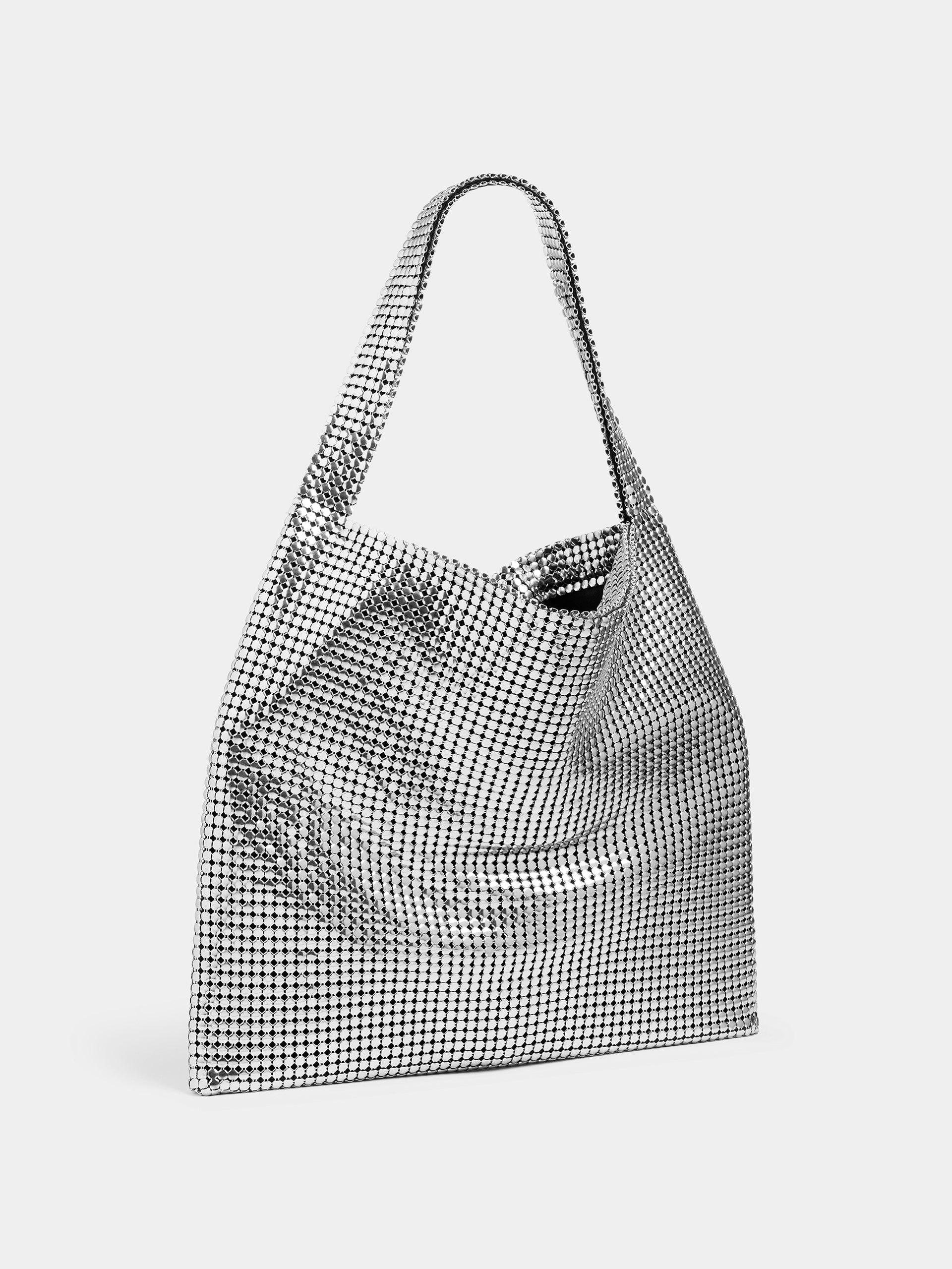 Silver Pixel metallic tote bag