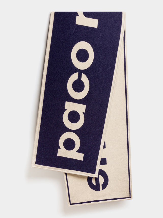 Navy Scarf with Paco Rabanne logo