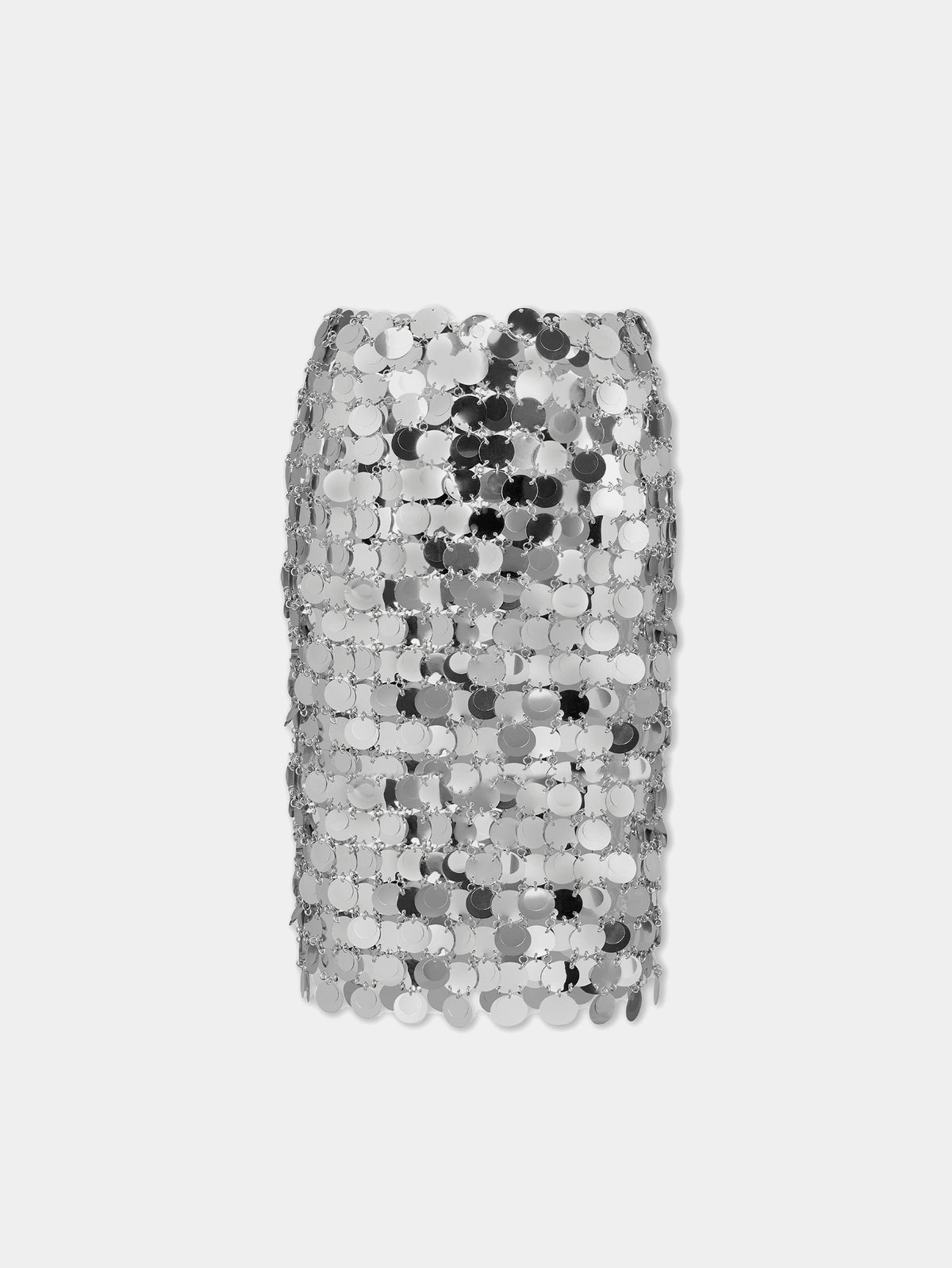 THE SILVER SPARKLE DISCS MIDI SKIRT