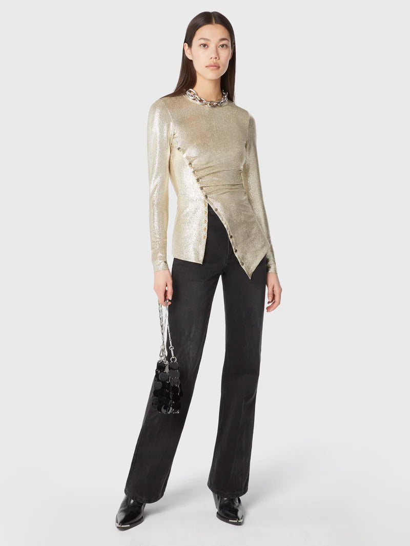 Haut drapé or en lurex