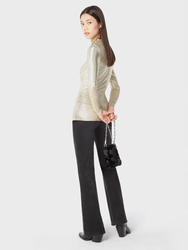 Gold drapé pression top in lurex - Image 2