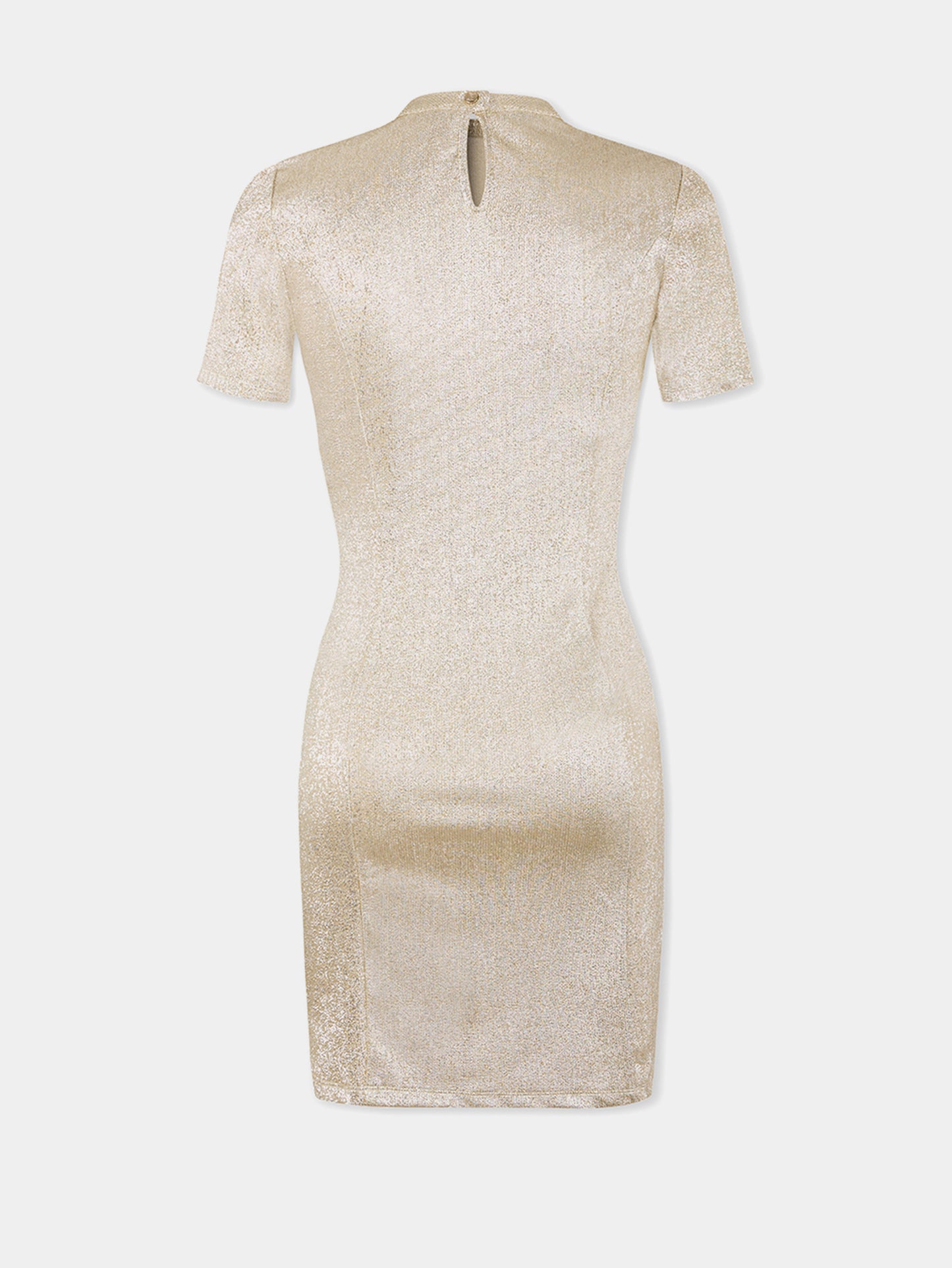 Gold Drapé pression mini dress in jersey