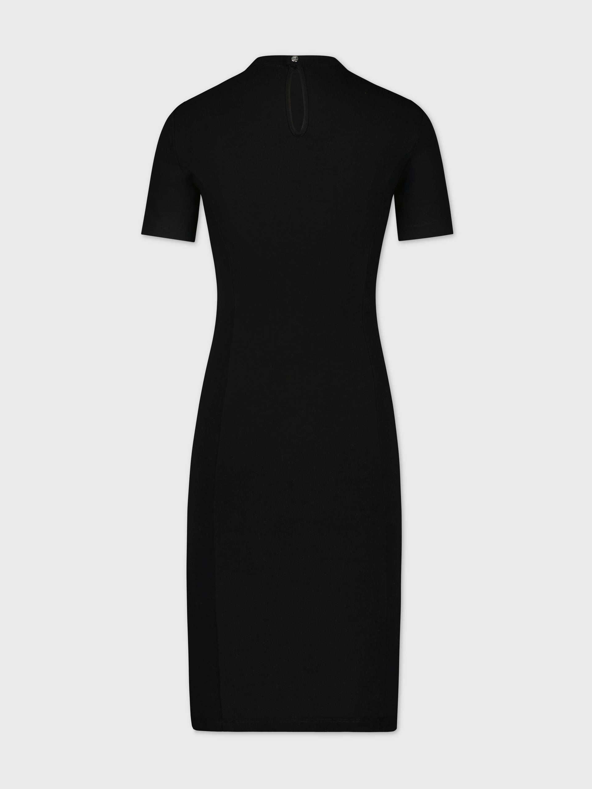 Black drapé pression mini dress