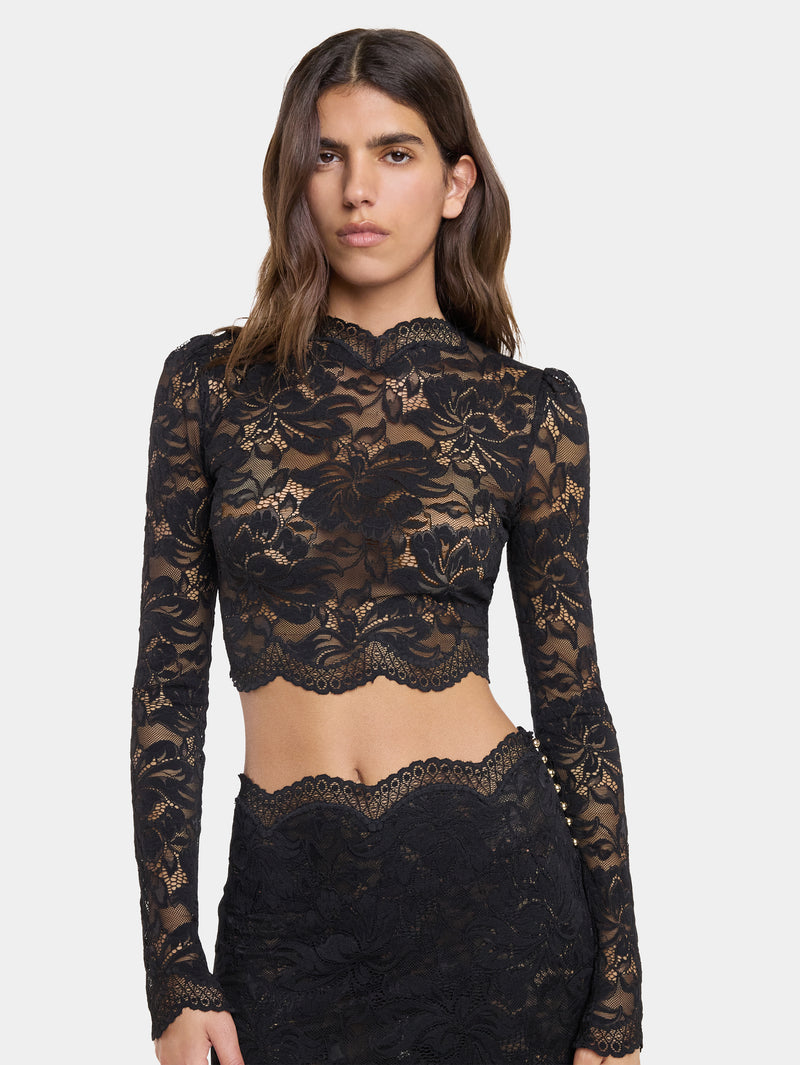 BLACK CROP TOP IN LACE