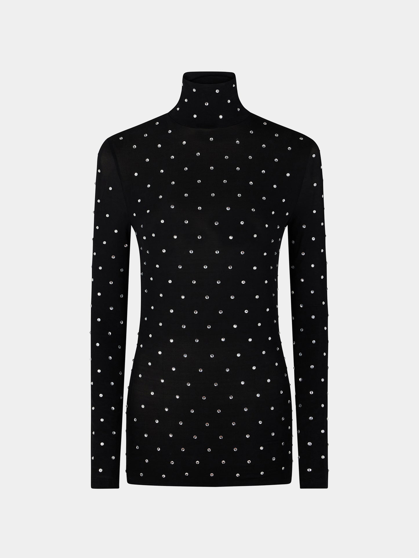 Second skin turtleneck jersey top with crystals