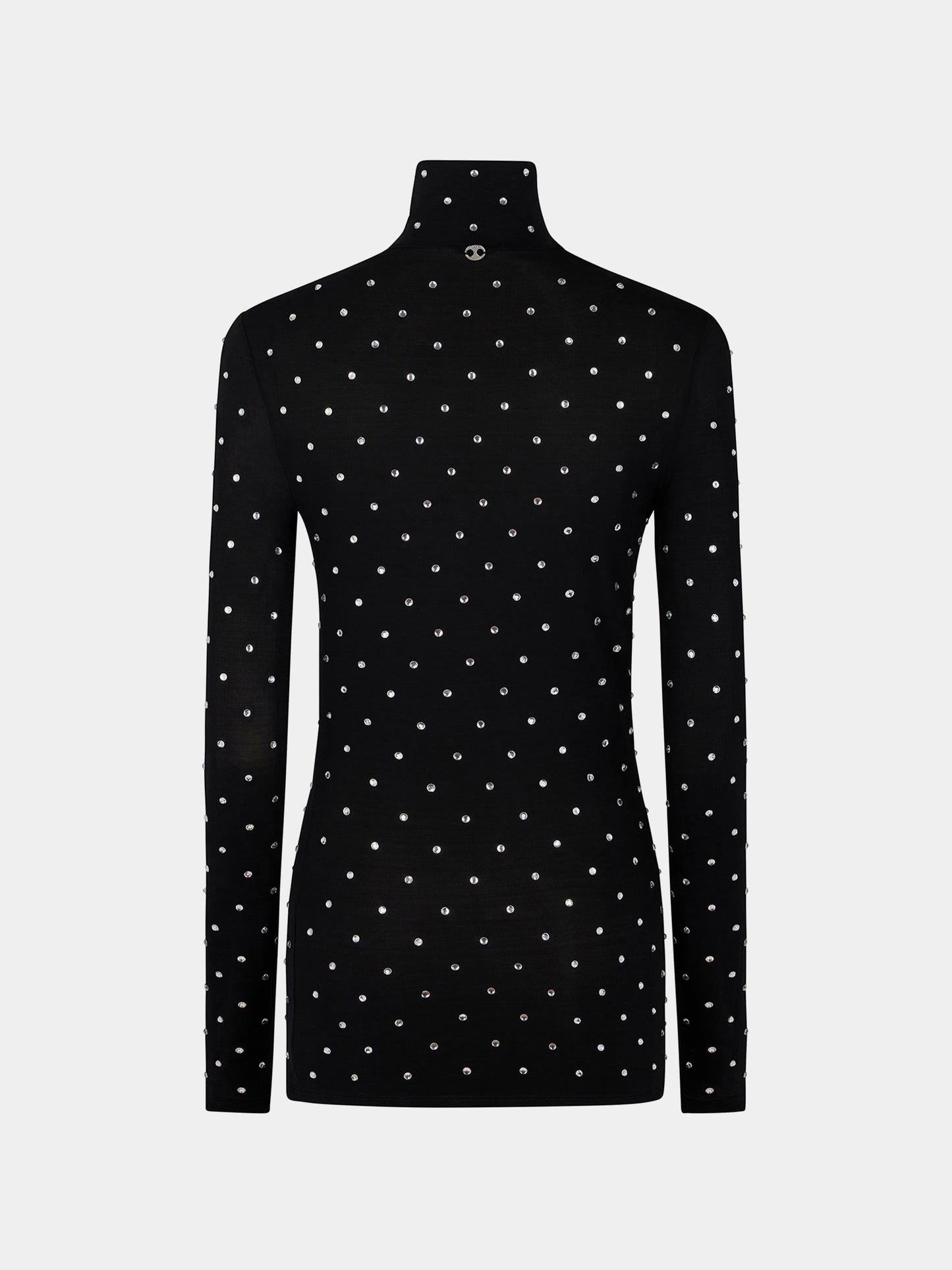 Second skin turtleneck jersey top with crystals