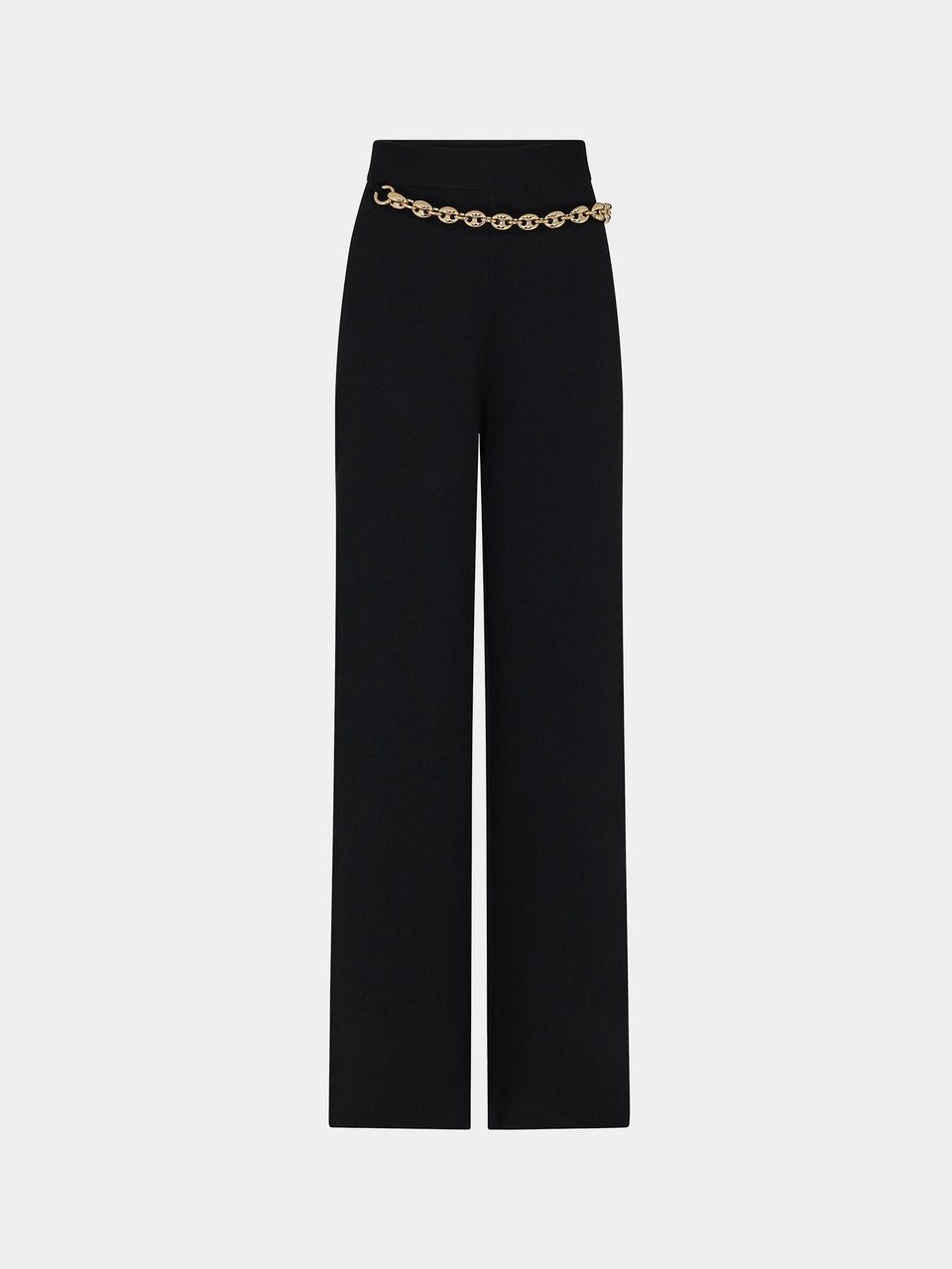Black trousers with the gold eight chain