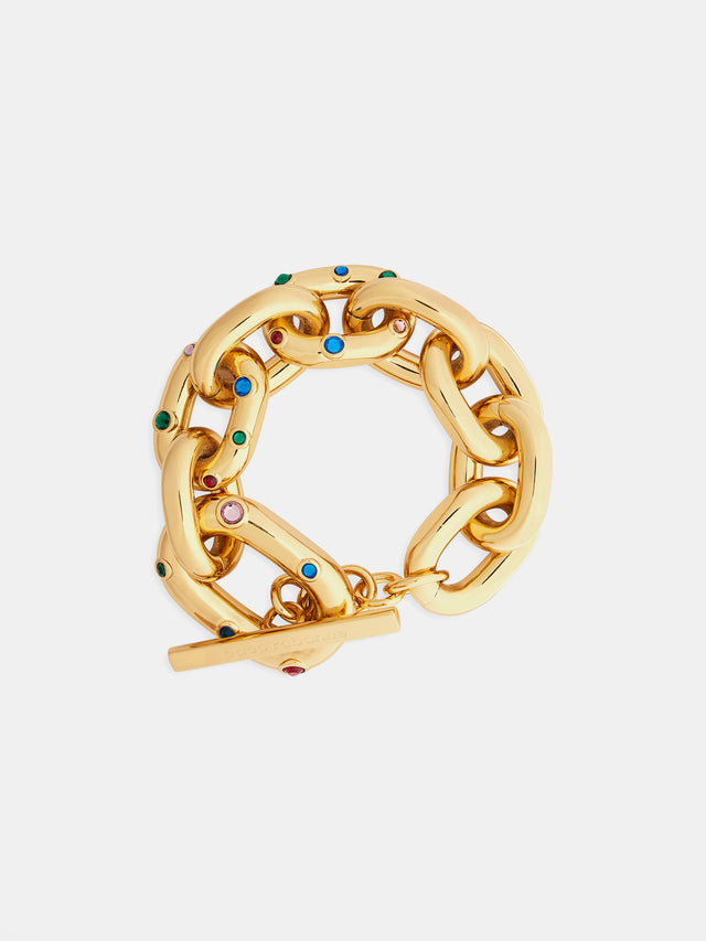 Gold XL Link Bracelet embellished with crystals