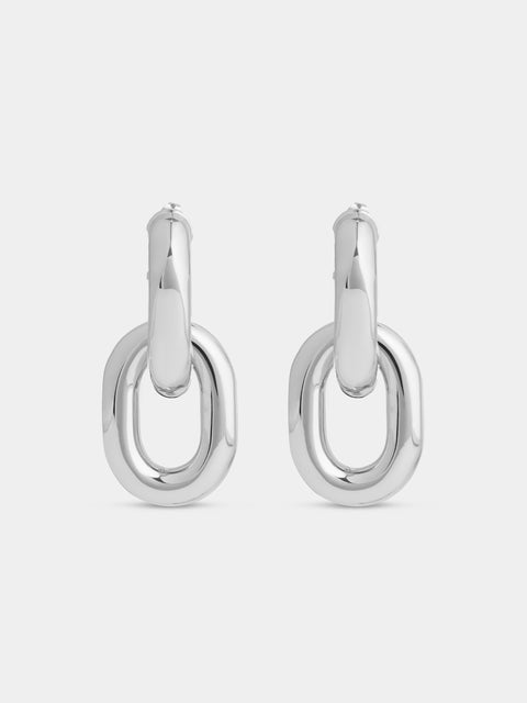 Silver Double XL Link Earrings
