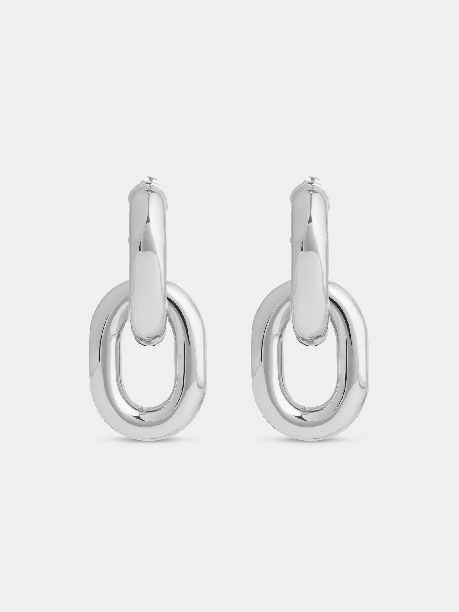 Silver double XL link earrings position 1 - Image 1