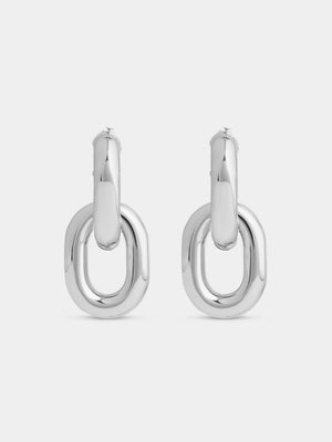 Silver double XL link earrings - TU