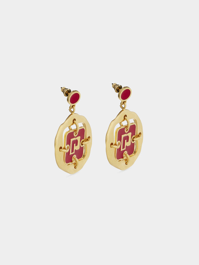Gold earrings with medallions