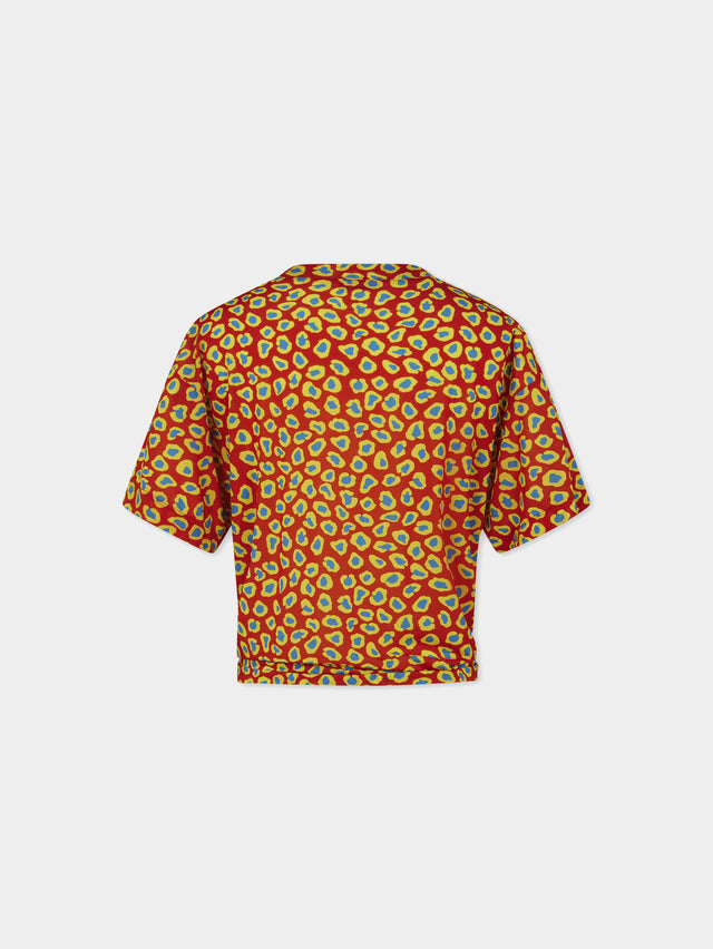 Speckled printed T-shirt with piercing