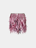 Pink skirt in metallic feathers