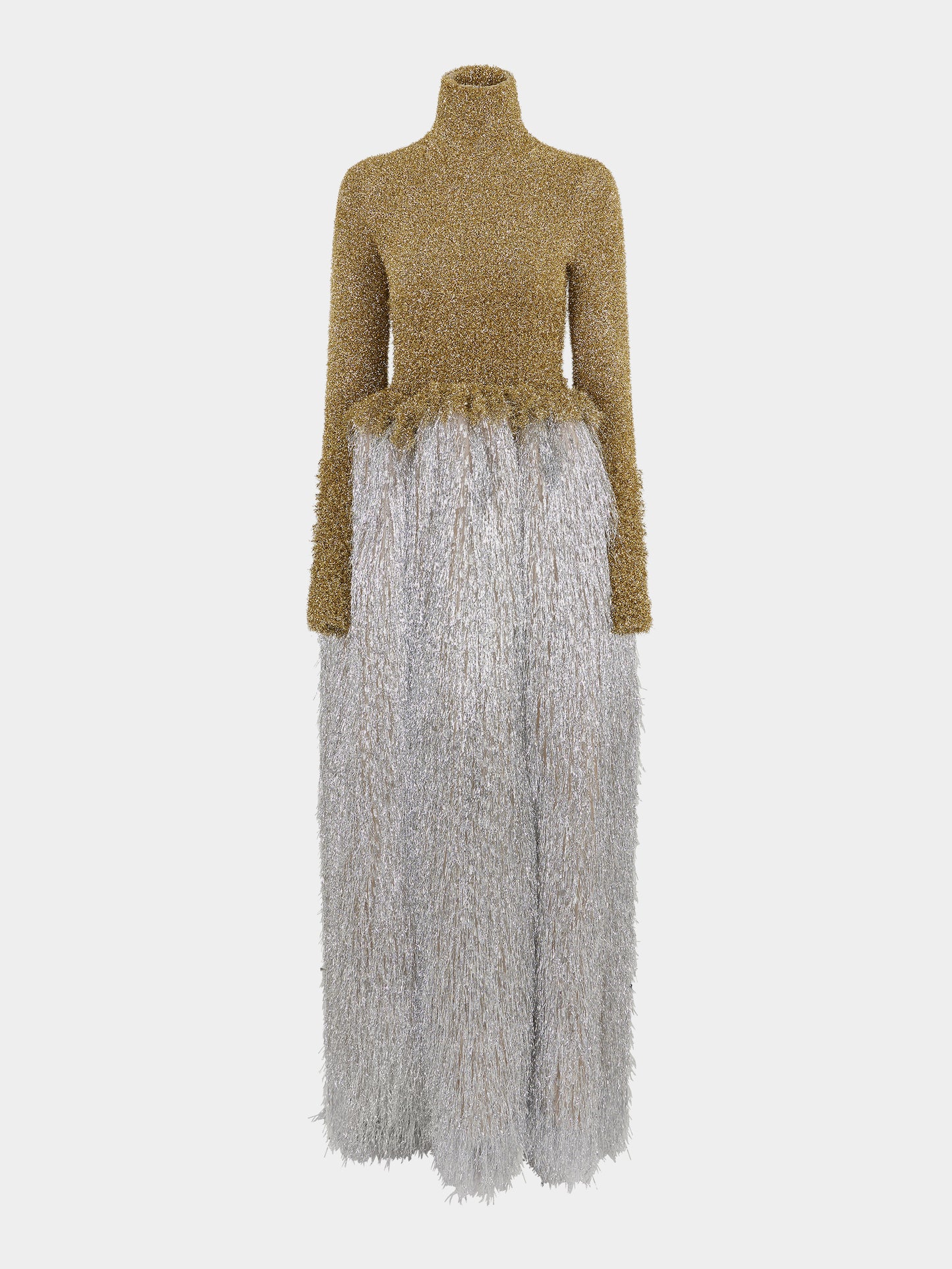 Two-tone and bi-textured long dress