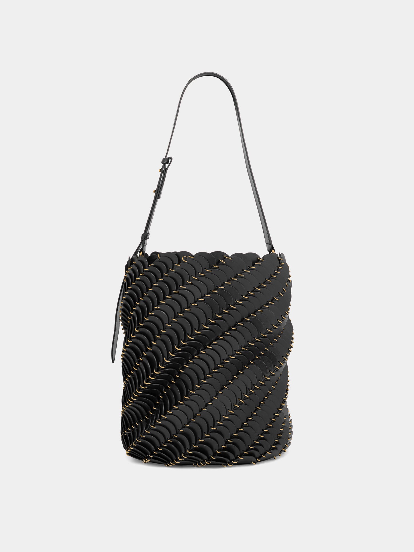 Large Black bucket Paco bag in leather