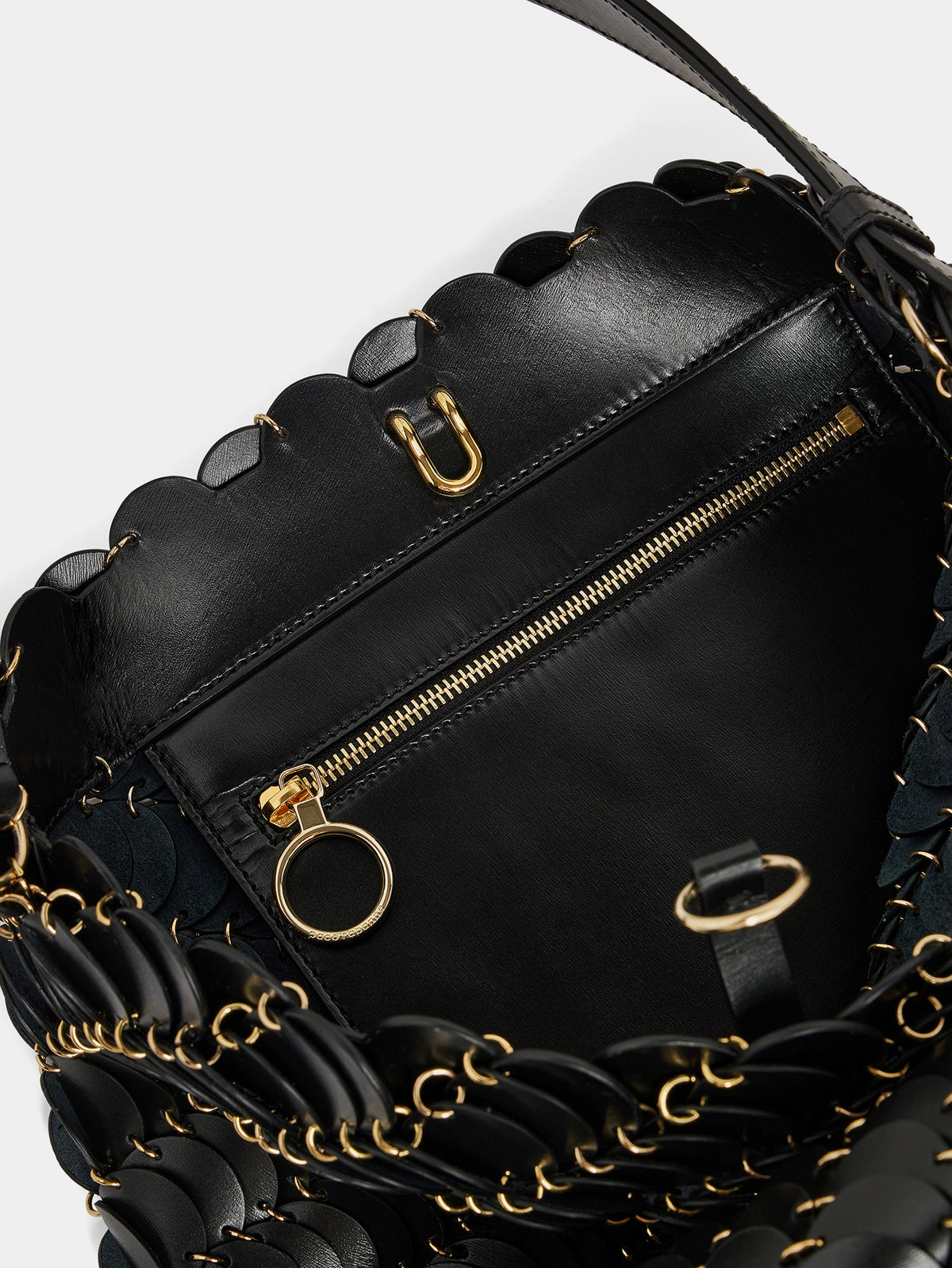 Large Black bucket Paco bag in leather