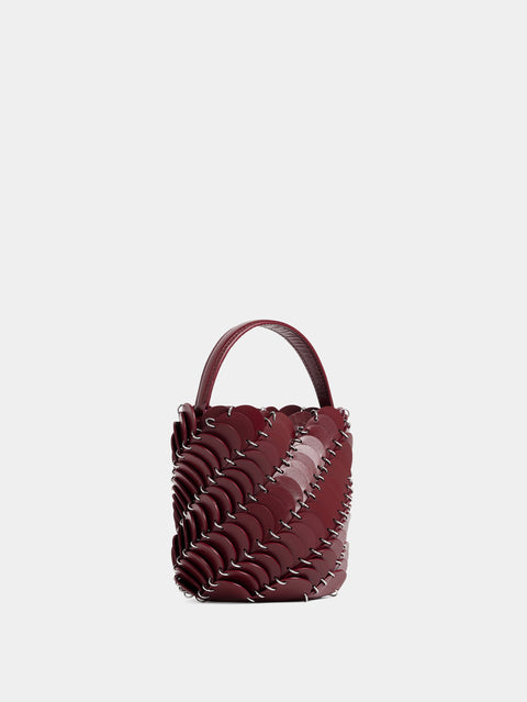 Small Merlot bucket Paco bag in leather