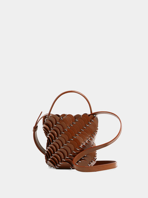 Small Cognac bucket Paco bag in leather
