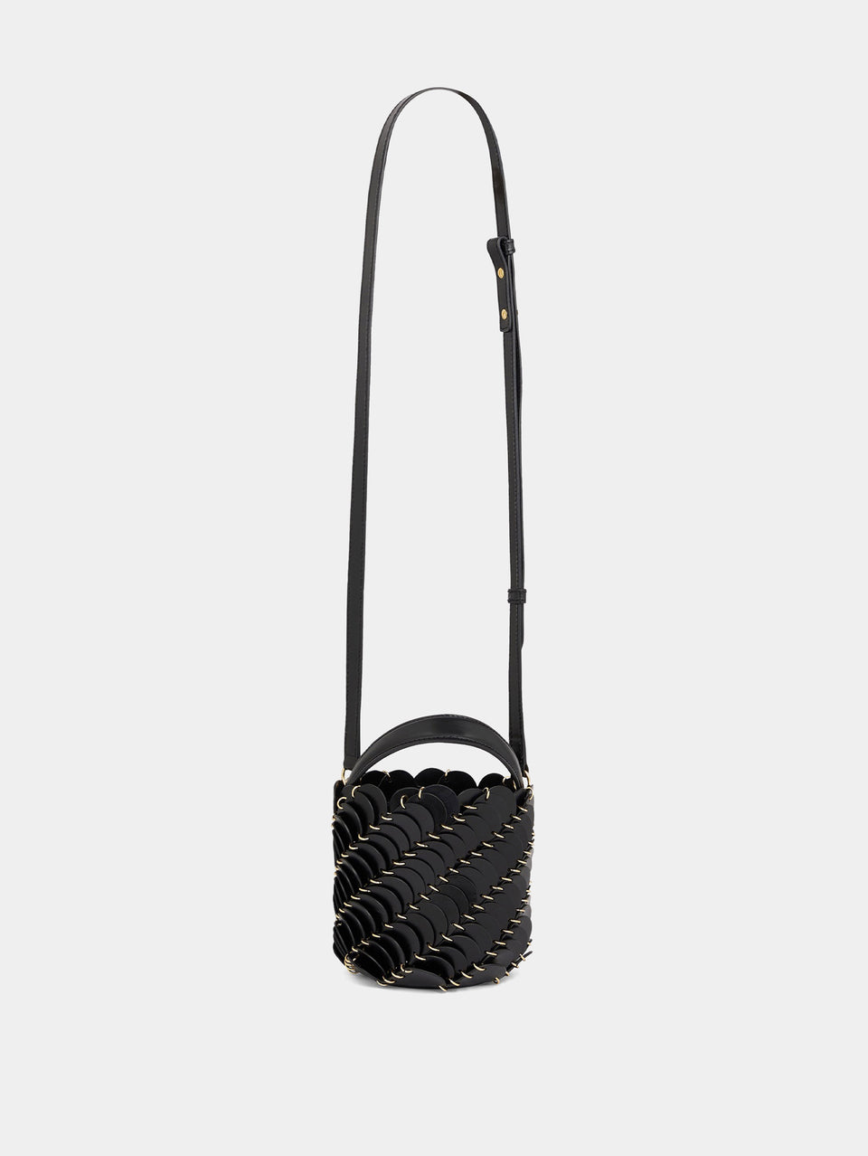 Small Black bucket Paco bag in leather