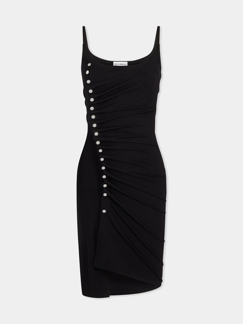 Black drapé pression short dress