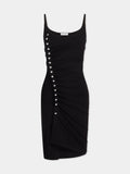 Robe courte noire drapée à pression 