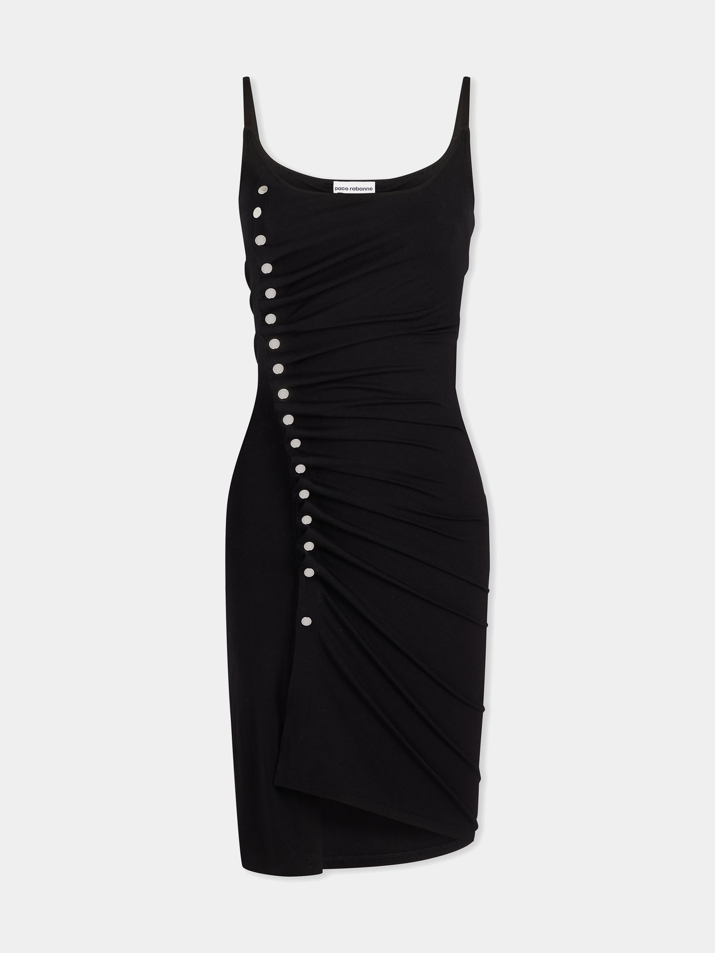 Robe courte noire drapée à pression 