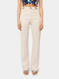 OFF WHITE DENIM FLARE JEANS WITH ASSEMBLY 1969 DISCS