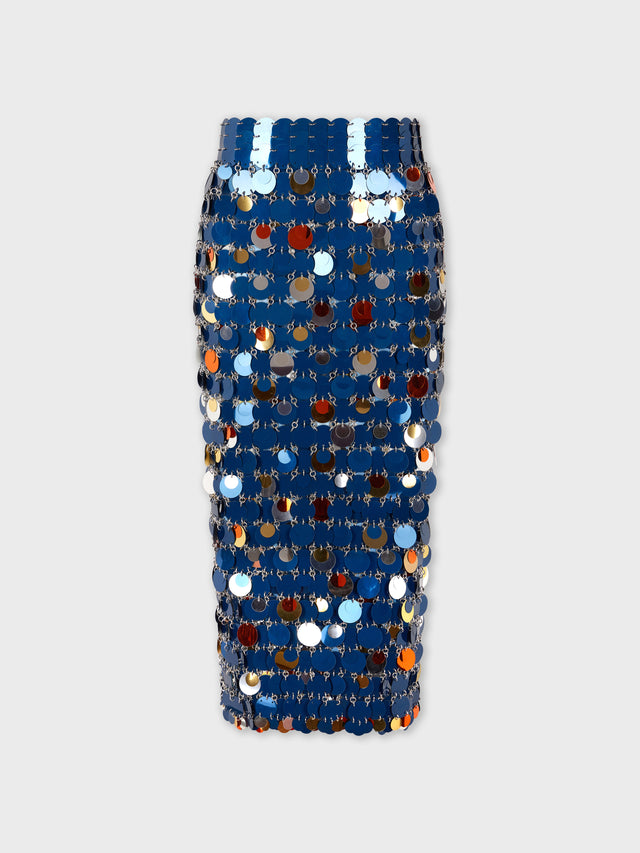 BLUE LONG SKIRT WITH SPARKLE DISCS ASSEMBLY