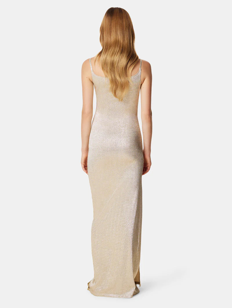 Gold long dress in lurex
